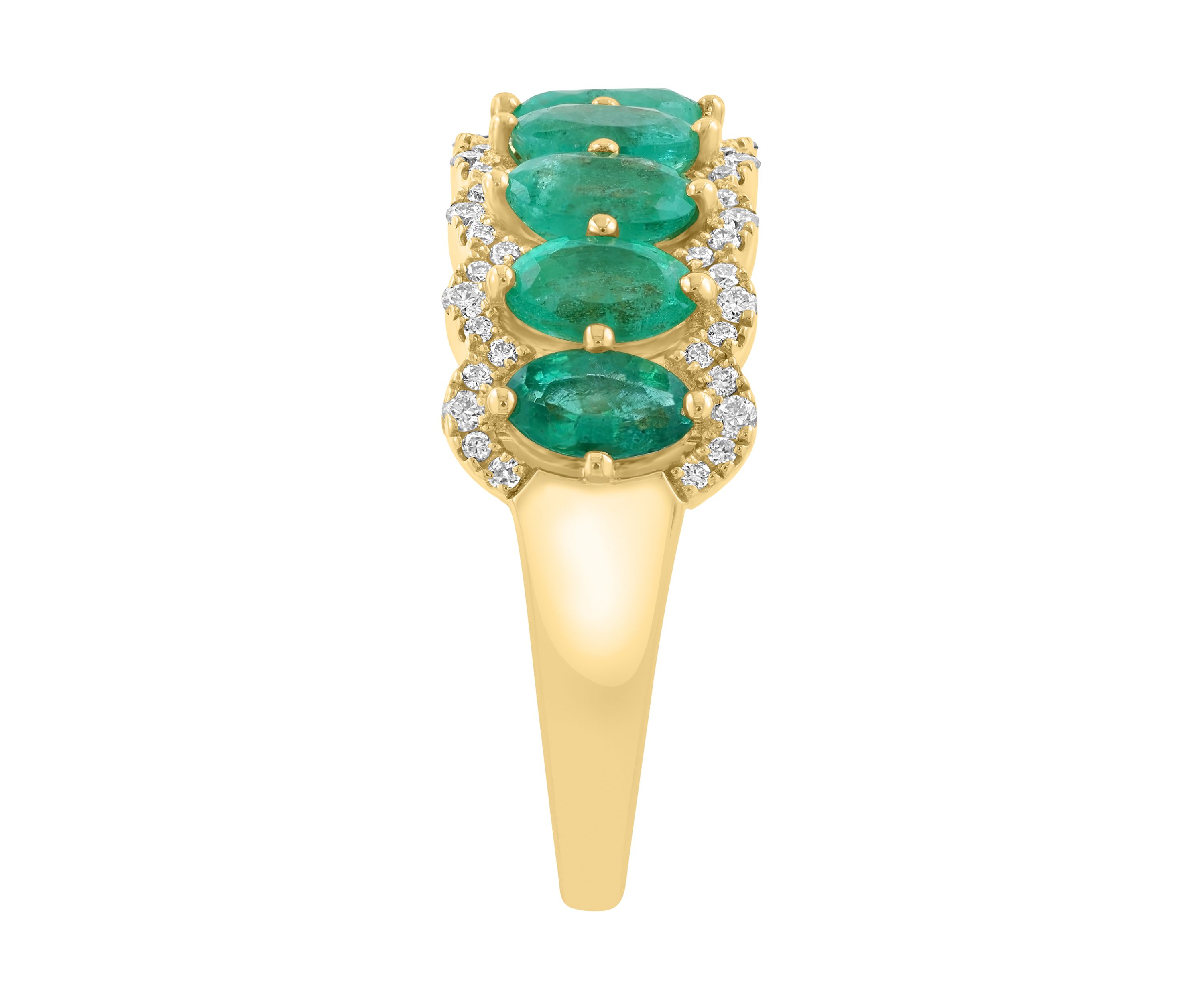 14K Yellow Gold Diamond Emerald Ring 