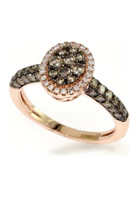 Effy 14K Rose Gold 7/8 Ct. T.w. Diamond And Espresso Diamond Ring