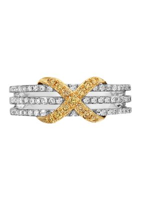 Effy 1/3 Ct. T.w. Diamond CanarÃ© Ring In 14K Two Tone Gold