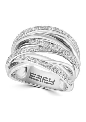 Effy 1/2 Ct. T.w. Diamond Criss Cross Ring In Sterling Silver