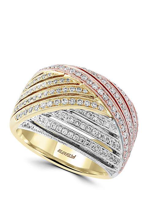3/4 ct. t.w. Diamond Ring in 14K White, Yellow, and Rose Gold