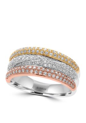 Effy 5/8 Ct. T.w. Diamond Band Ring In 14K Rose Gold, White Gold And Yellow Gold, 7 -  0607649846633