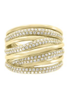 Effy 3/4 Ct. T.w. Diamond Faux Stacked Ring In 14K Yellow Gold