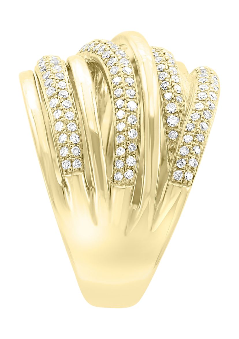 3/4 ct. t.w. Diamond Faux Stacked Ring in 14k Yellow Gold 