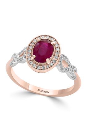 Effy® 14K Gold Diamond Natural Ruby Ring | belk