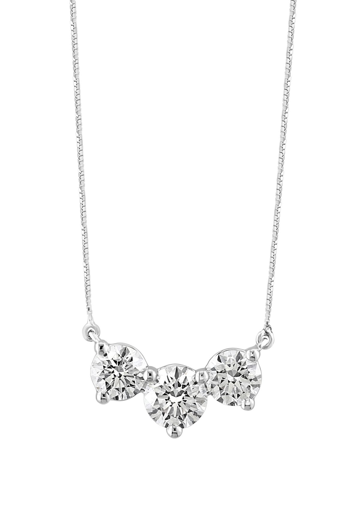 2.25 ct. t.w. Lab Created Diamond 3 Stone Necklace in 14K White Gold