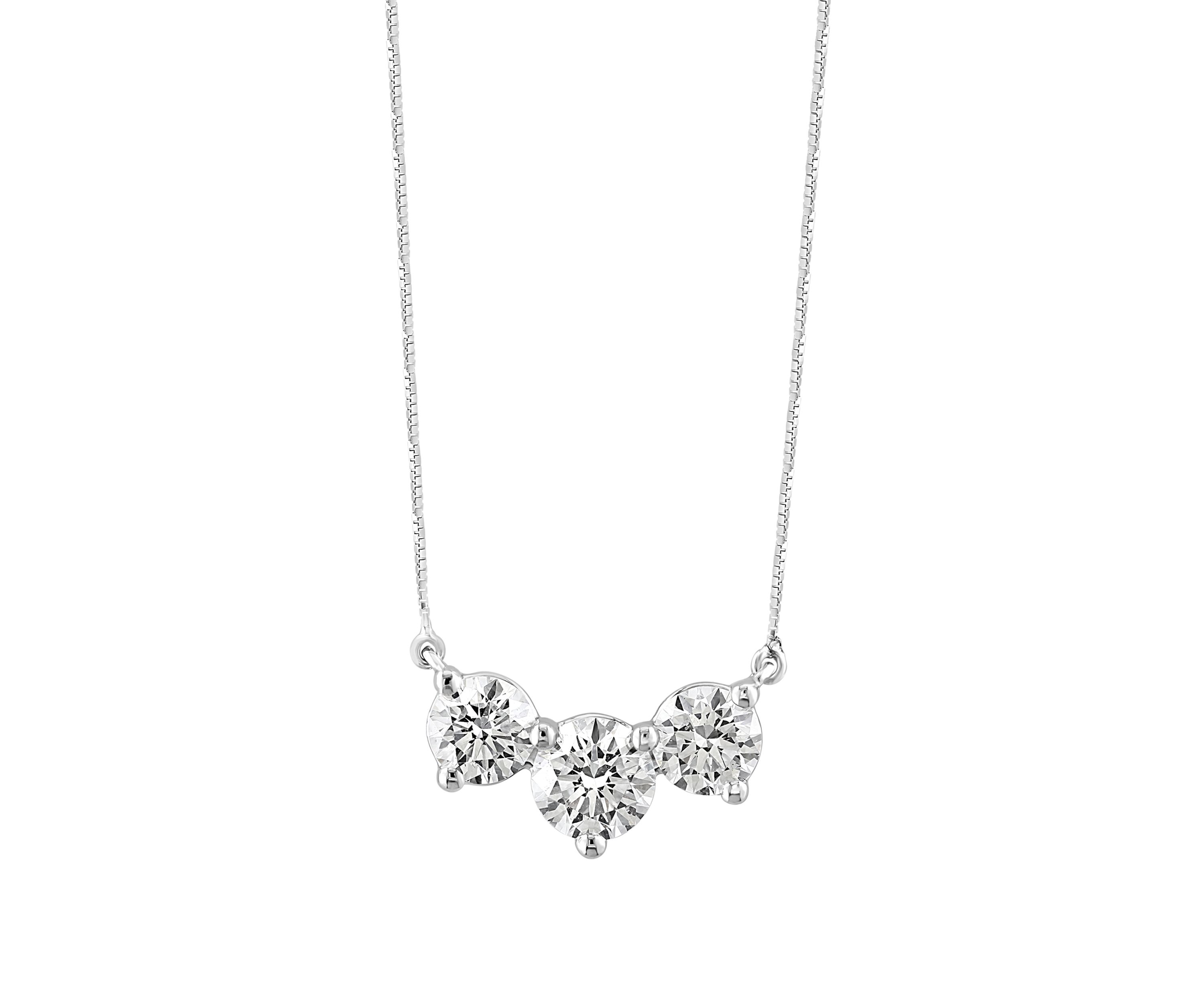 2.25 ct. t.w. Lab Created Diamond 3 Stone Necklace in 14K White Gold