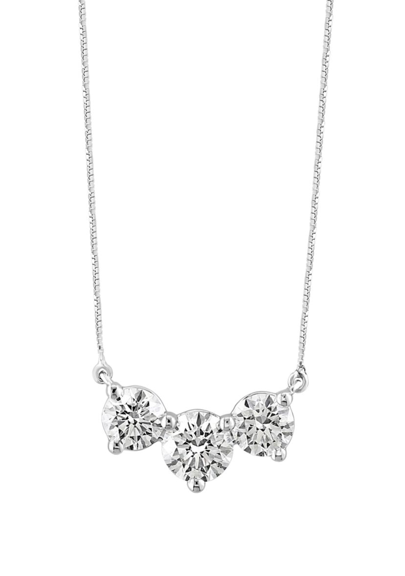 2.25 ct. t.w. Lab Created Diamond 3 Stone Necklace in 14K White Gold