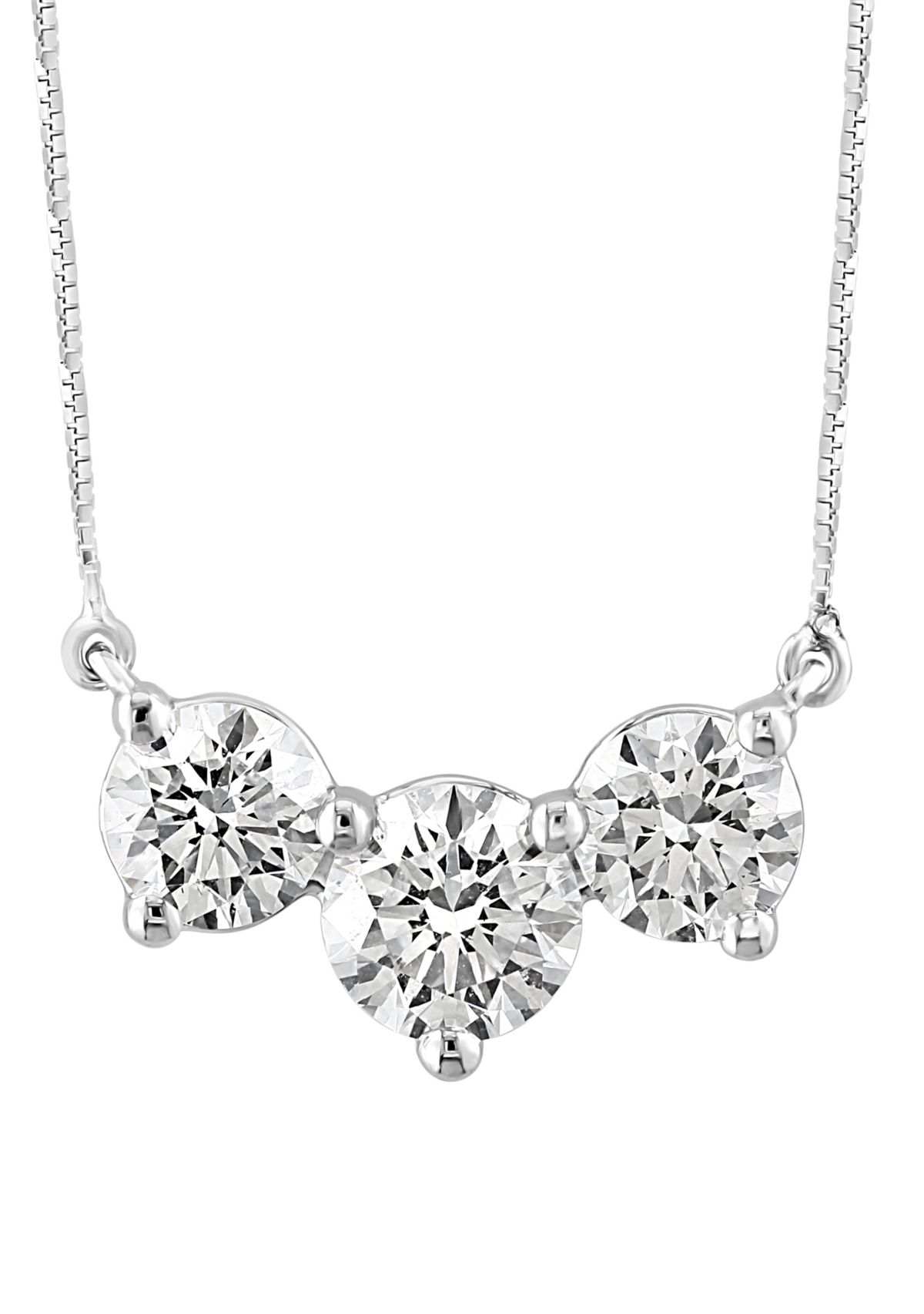 2.25 ct. t.w. Lab Created Diamond 3 Stone Necklace in 14K White Gold