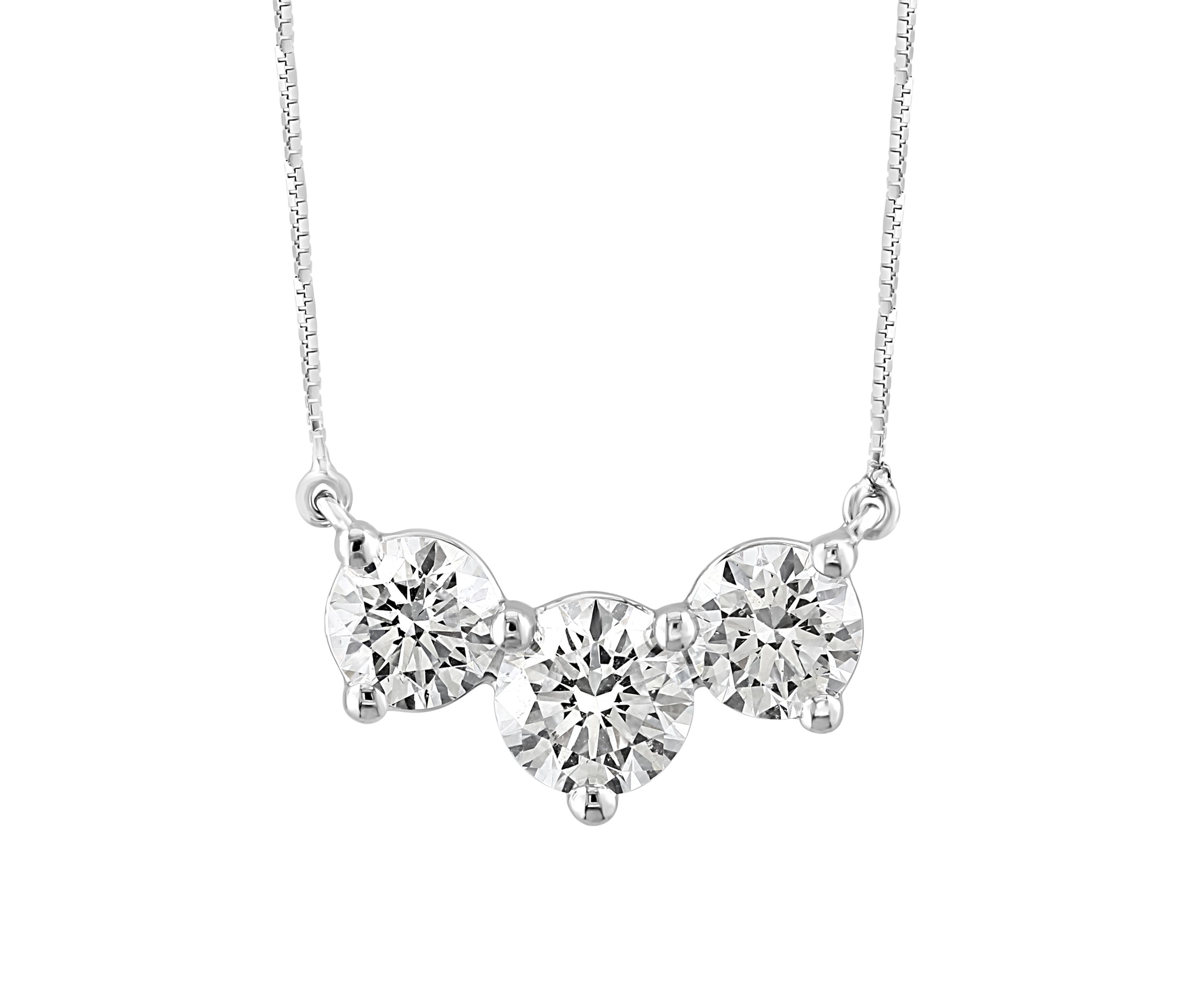 2.25 ct. t.w. Lab Created Diamond 3 Stone Necklace in 14K White Gold