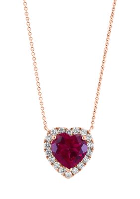 Effy Lab Grown Diamond and Ruby Necklace in 14K Rose Gold -  0191120965932