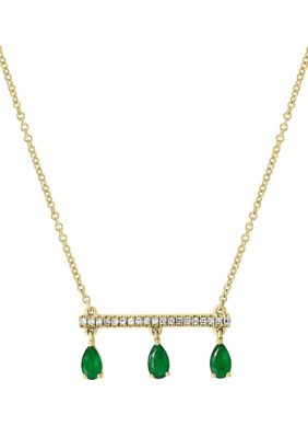 Effy 1/10 Ct. T.w. Diamond And 5/8 Ct. T.w. Emerald Pendant Necklace In 14K Yellow Gold, 16 In -  0191120276601