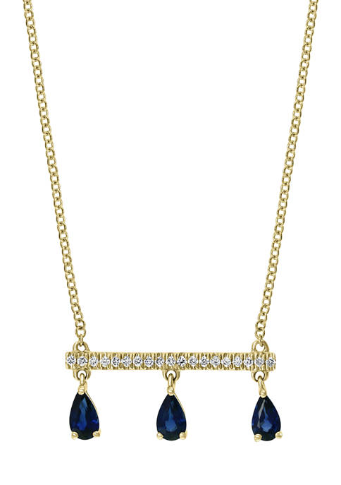 1/10 ct. t.w. Diamond and 7/8 ct. t.w. Sapphire Necklace in 14K Yellow Gold 