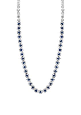 Effy 1.36 Ct. T.w. Diamond And 8.31 Ct. T.w. Sapphire Miracle Set Sterling Silver Necklace, 16 In -  0191120784168