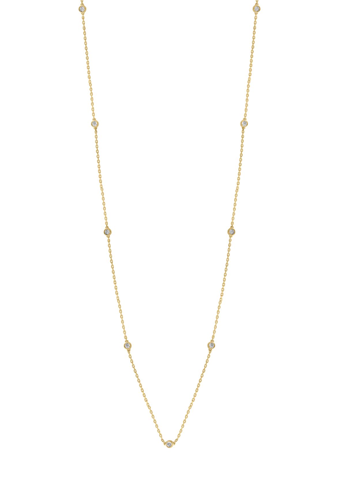 Sterling Silver/14K Gold Plate 32" Diamond Necklace 