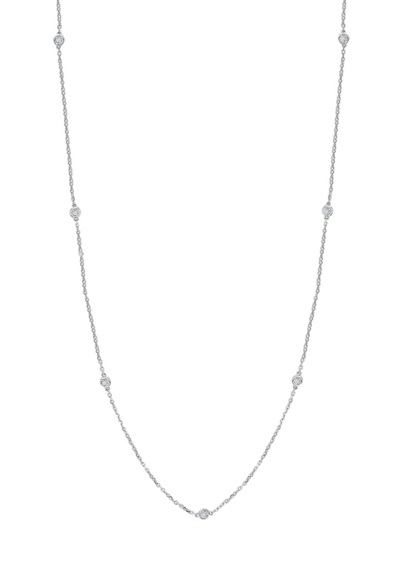 1/4 ct. t.w. Diamond Station Necklace in Sterling Silver 