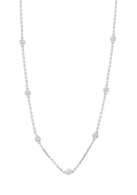 Effy 1/4 Ct. T.w. Diamond Miracle Set Station Necklace In Sterling Silver