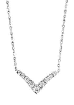Effy 1/4 Ct. T.w. Diamond Miracle Set Diamond V Necklace In Sterling Silver