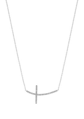Effy 1/4 Ct. T.w. Diamond Cross Necklace In Sterling Silver