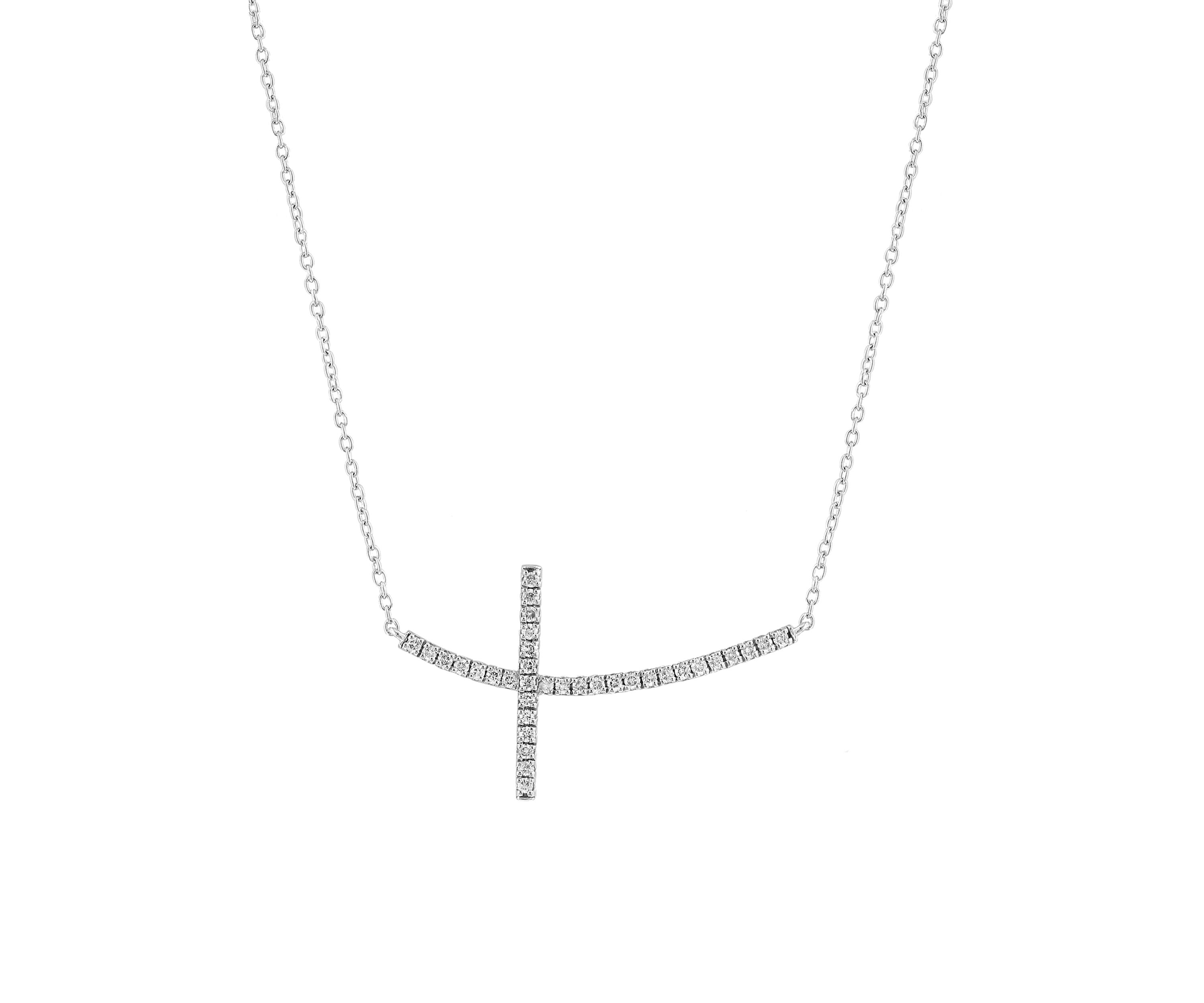 1/4 ct. t.w. Diamond Cross  Necklace in Sterling Silver