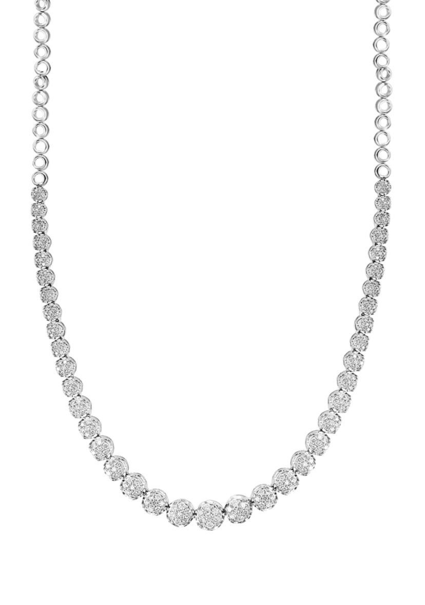 3.87 ct. t.w. Diamond Tennis Necklace in Sterling Silver