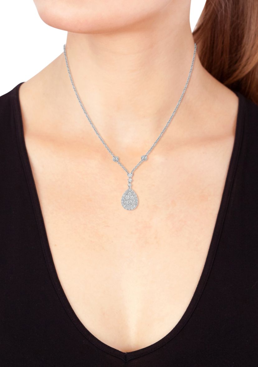 14K White Gold Diamond Necklace
