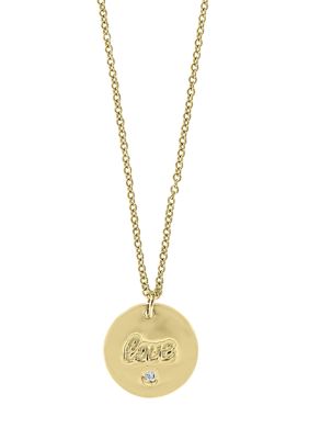 Effy 1/4 Ct. T.w. Diamond Love Script Pendant Necklace In 14K Yellow Gold