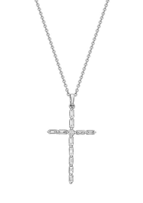 1/4 ct. t.w. Diamond Cross Pendant Necklace in 14k White Gold 