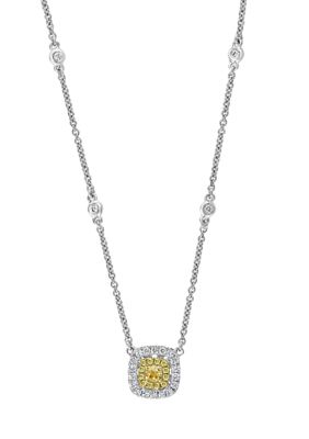 Effy 18K White And Yellow Gold 5/8 Ct. T.w. White And Natural Diamond Necklace