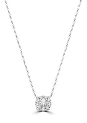 Effy 5/8 Ct. T.w. Diamond Cluster Pendant Necklace In 14K White Gold