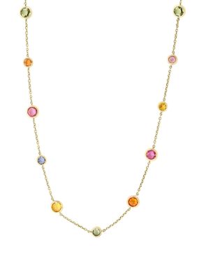 Effy Natural Ceylon Sapphire, Green Sapphire, Orange Sapphire, Pink Sapphire, Purple Sapphire, Yellow Sapphire Necklace In 14K Yellow Gold, 16 In -  0191120265902