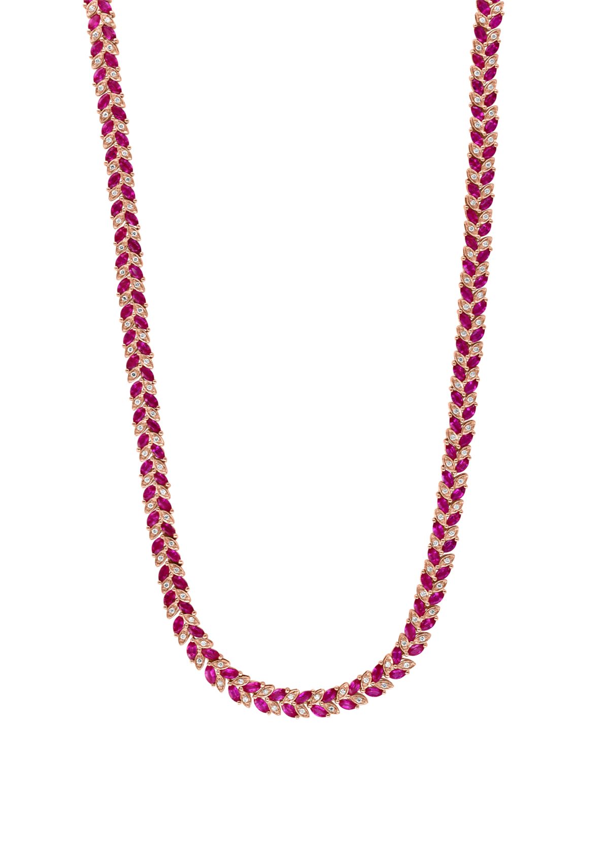 14K Rose Gold Diamond Ruby Necklace 