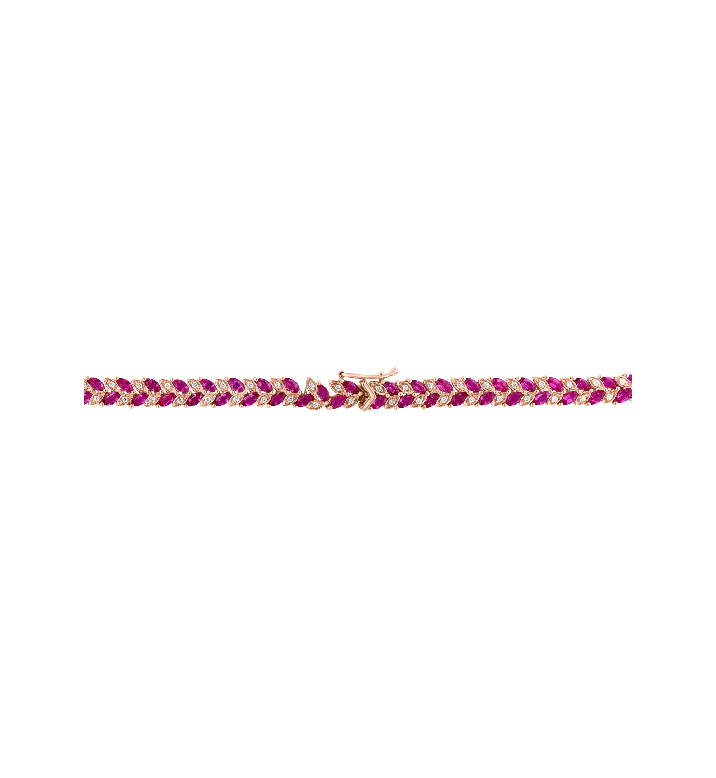 14K Rose Gold Diamond Ruby Necklace 