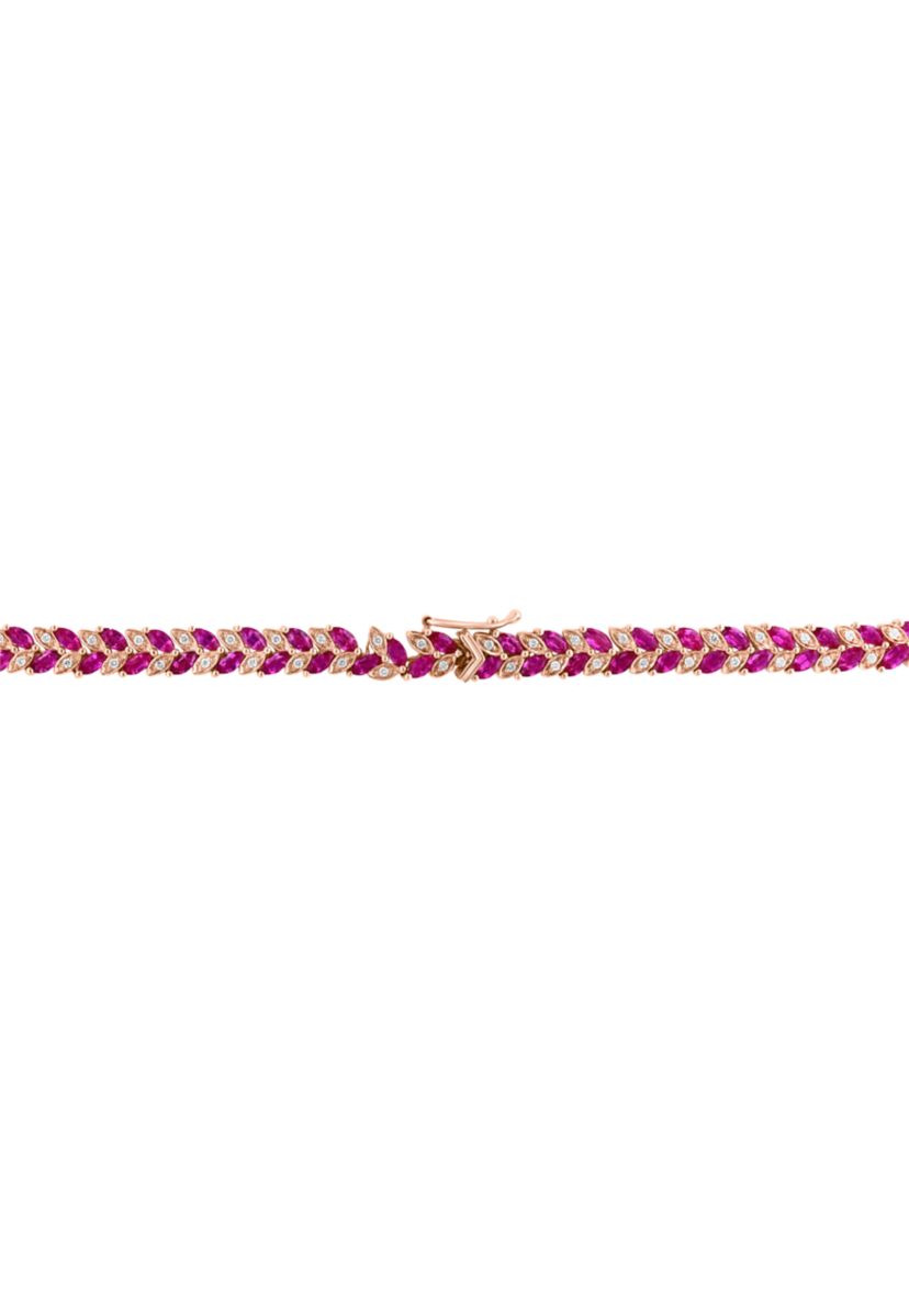 14K Rose Gold Diamond Ruby Necklace 