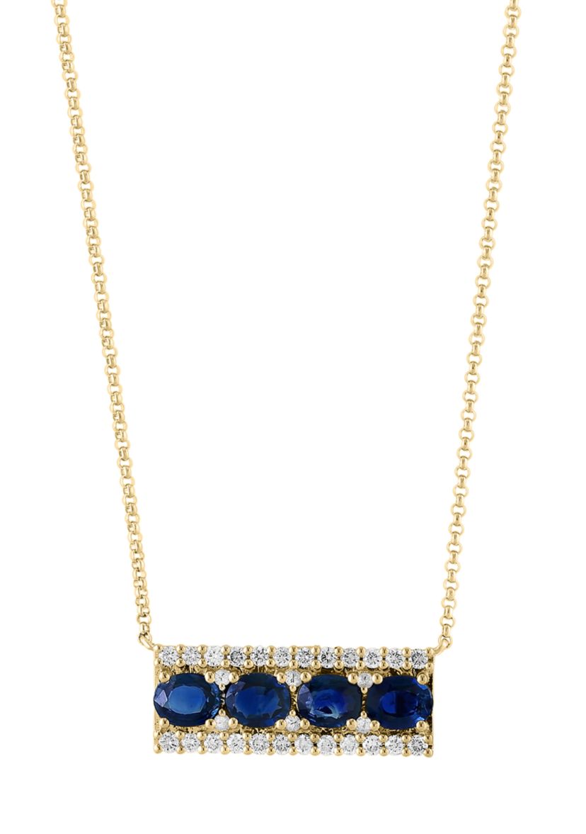 1.93 ct. t.w. Diamond, Natural Sapphire, White Sapphire Necklace in 14K Yellow Gold