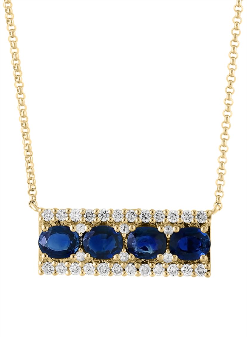 1.93 ct. t.w. Diamond, Natural Sapphire, White Sapphire Necklace in 14K Yellow Gold