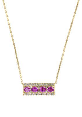Effy 1.93 ct. t.w. Pink Sapphire and White Sapphire Necklace in 14K Yellow Gold, 16 in