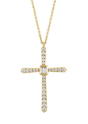 Effy 5/8 Ct. T.w. Diamond Cross Pendant Necklace In 14K Yellow Gold