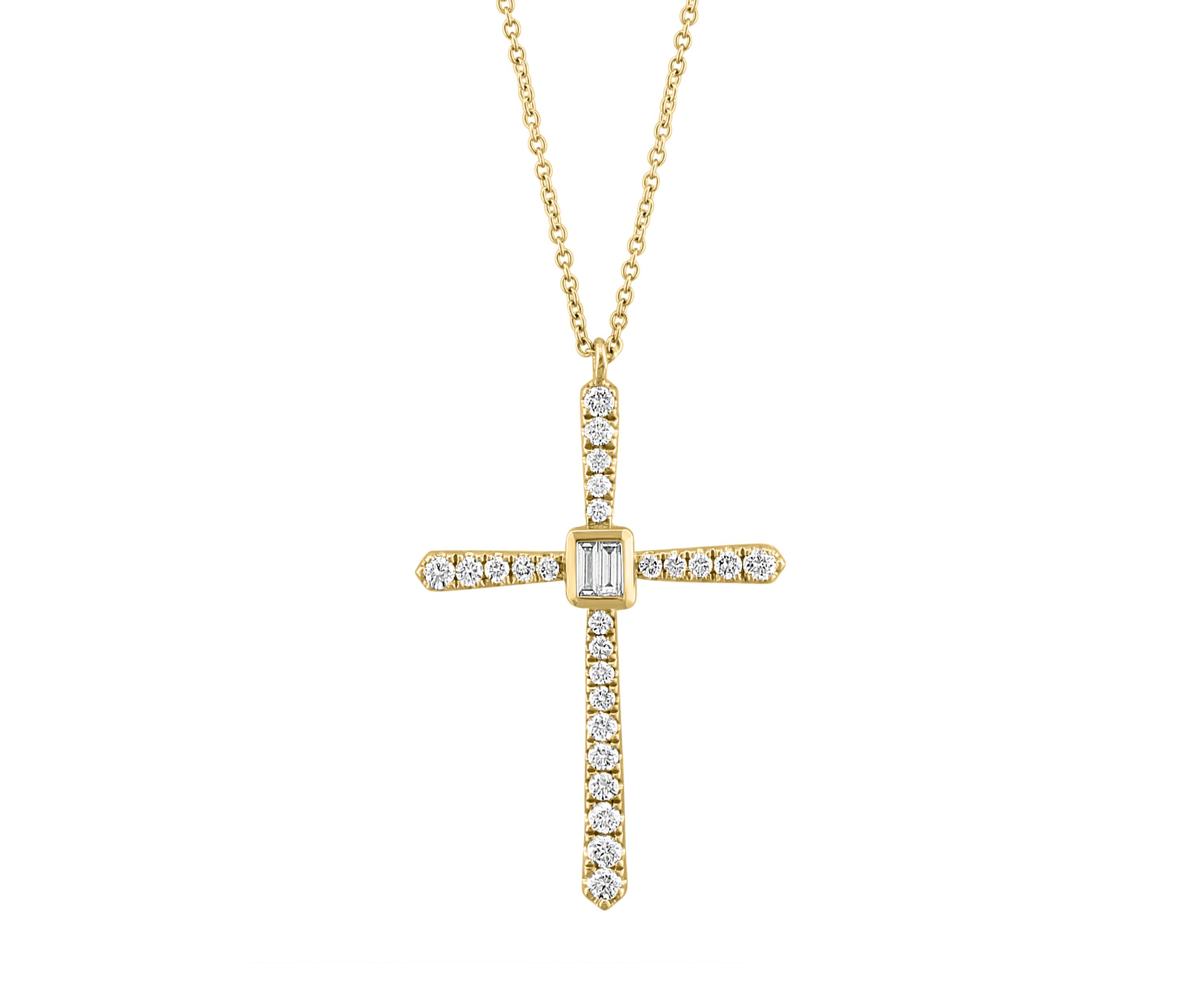 5/8 ct. t.w. Diamond Cross Pendant Necklace in 14K Yellow Gold 