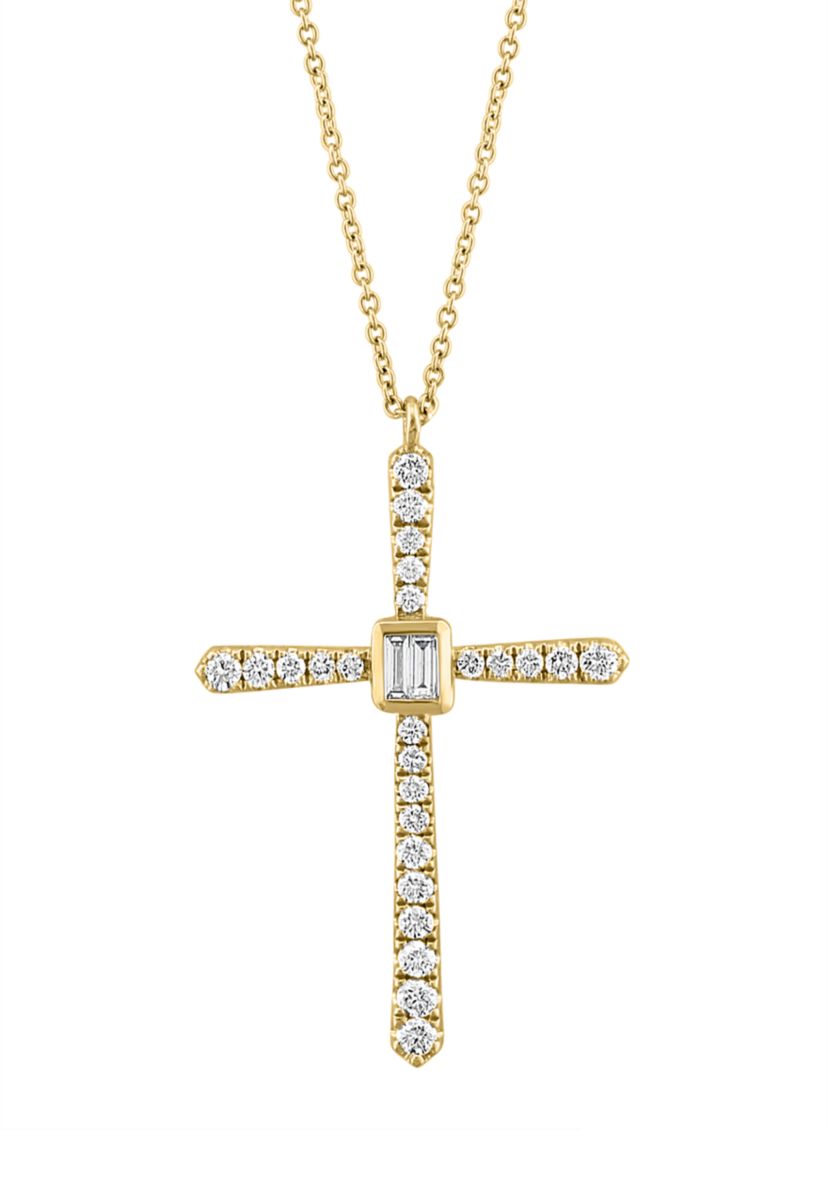 5/8 ct. t.w. Diamond Cross Pendant Necklace in 14K Yellow Gold 