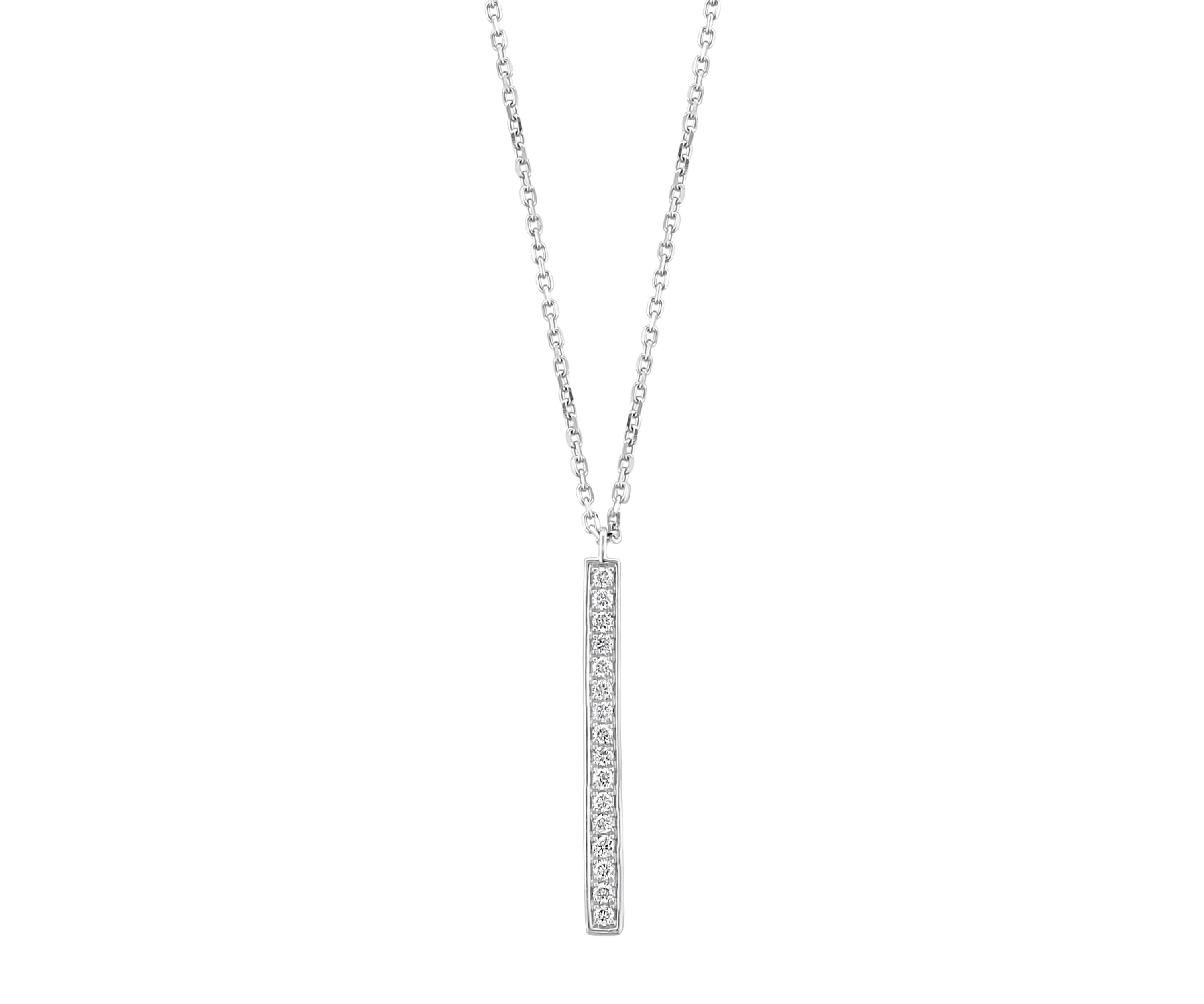 1/5 ct. t.w. Diamond Stick Pendant Necklace in 14K White Gold