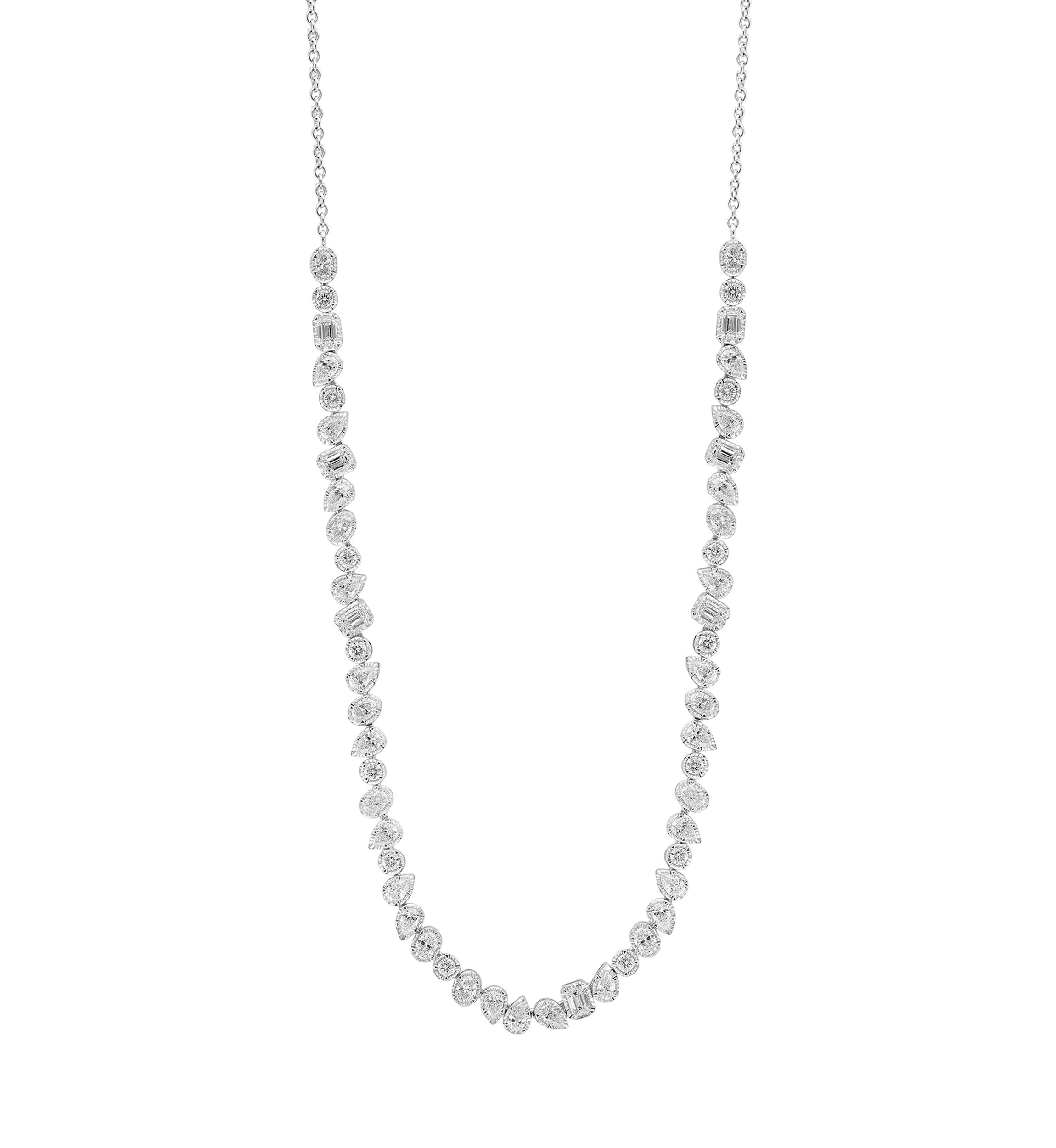 3.93 ct. t.w. Diamond Pavé Necklace in 14K White Gold
