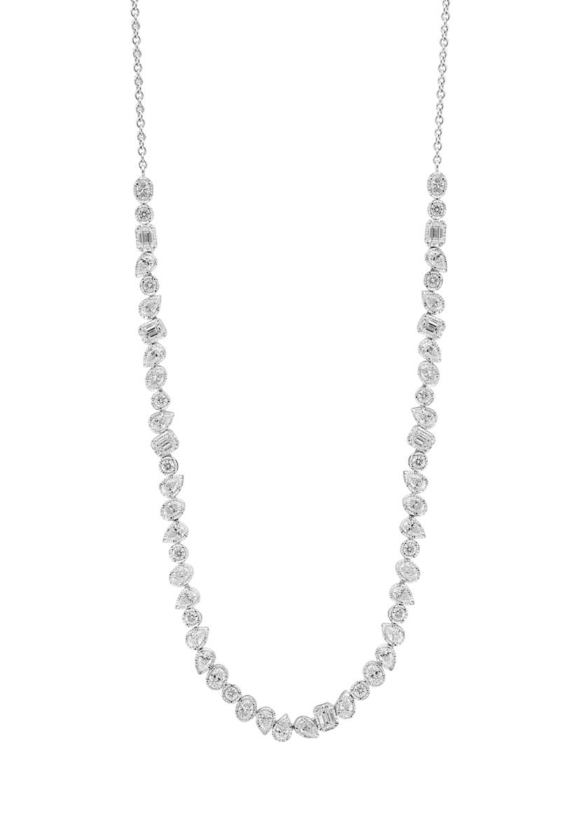 3.93 ct. t.w. Diamond Pavé Necklace in 14K White Gold