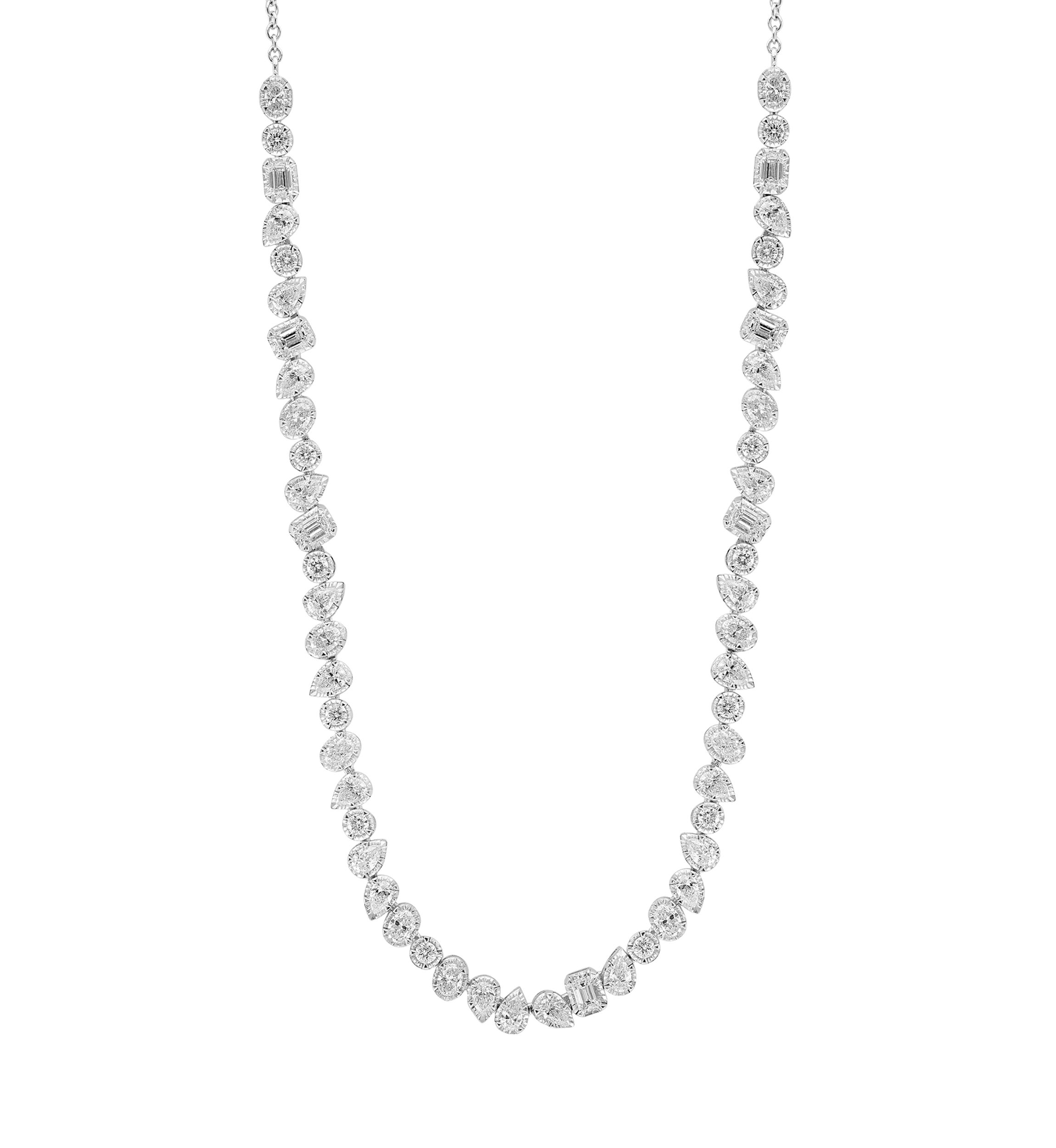 3.93 ct. t.w. Diamond Pavé Necklace in 14K White Gold