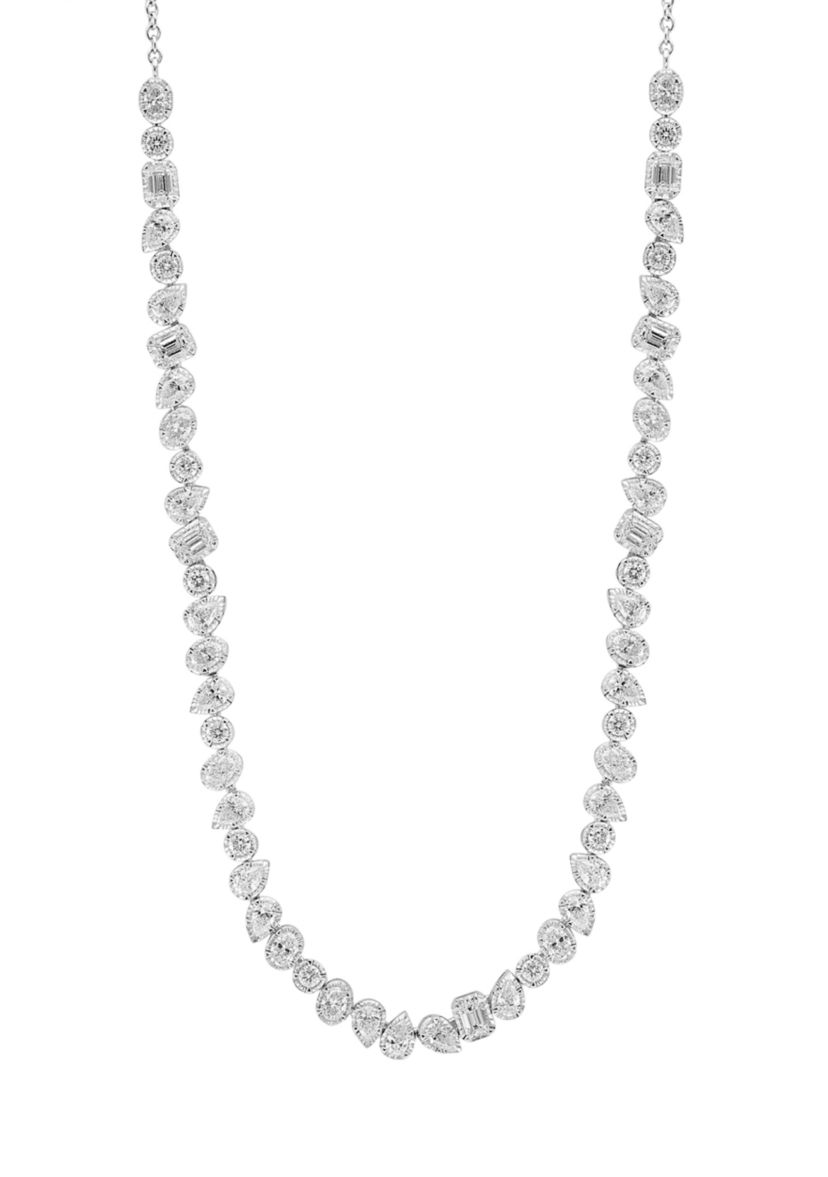3.93 ct. t.w. Diamond Pavé Necklace in 14K White Gold