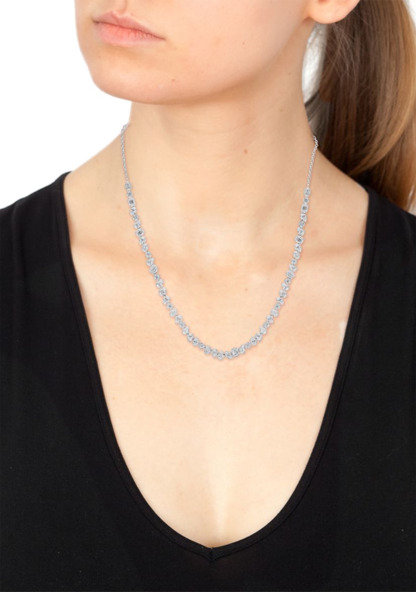 3.93 ct. t.w. Diamond Pavé Necklace in 14K White Gold