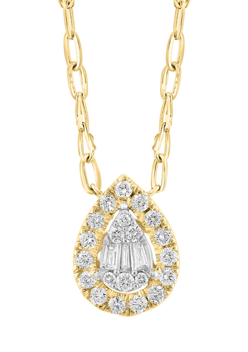 1/2 ct. t.w. Diamond Pear Necklace in 14K Yellow Gold
