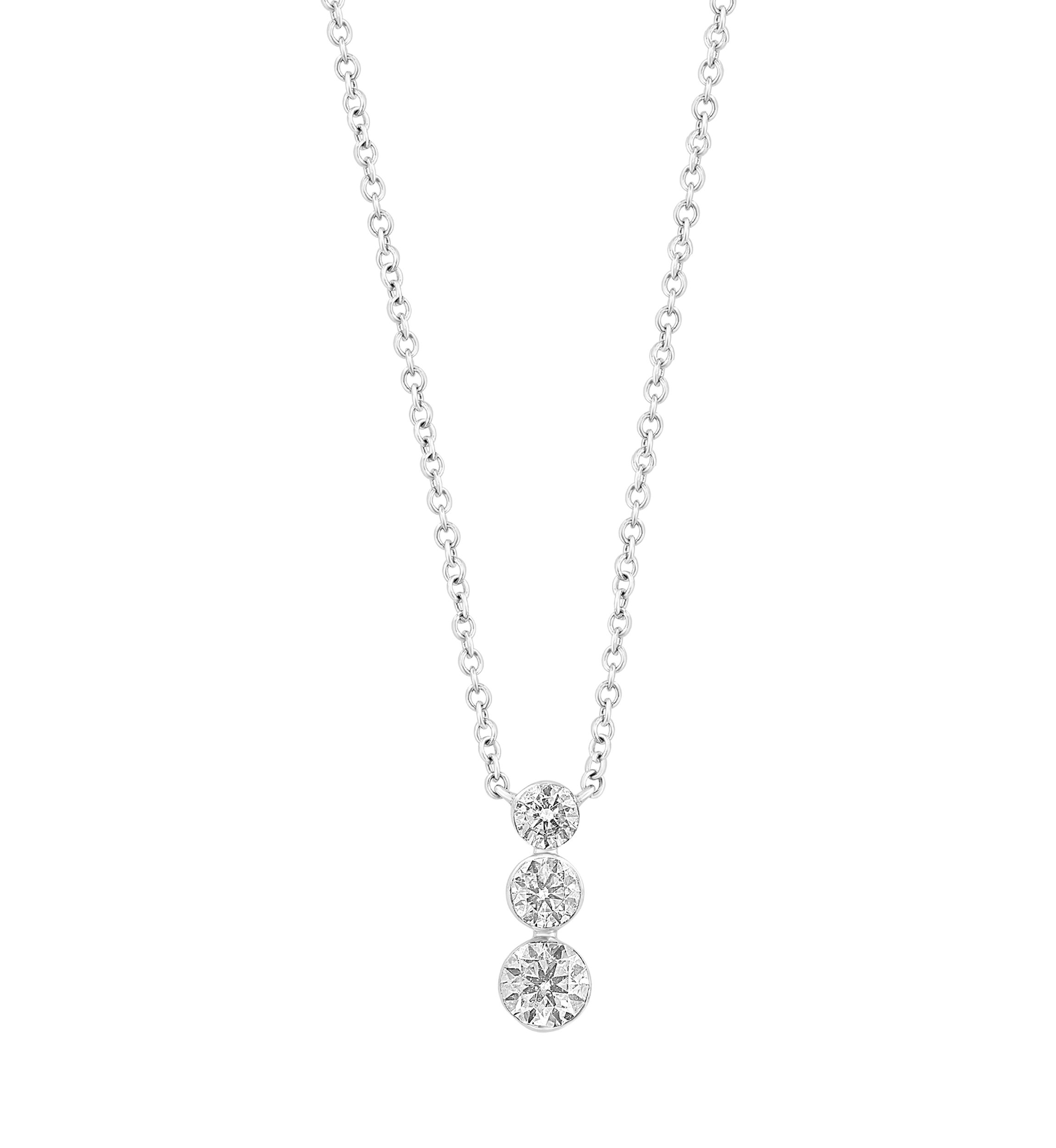 1/2 ct. t.w. Diamond 3 Stone Necklace in 14K White Gold