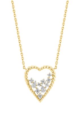 Effy 1/4 ct. t.w. Diamond Heart Necklace in 14K Yellow Gold, 16 in -  0191120827209