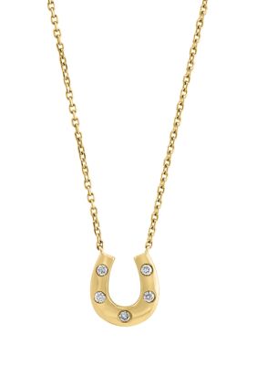 Effy 1/10 Ct. T.w. Diamond Horseshoe Necklace In 14K Yellow Gold